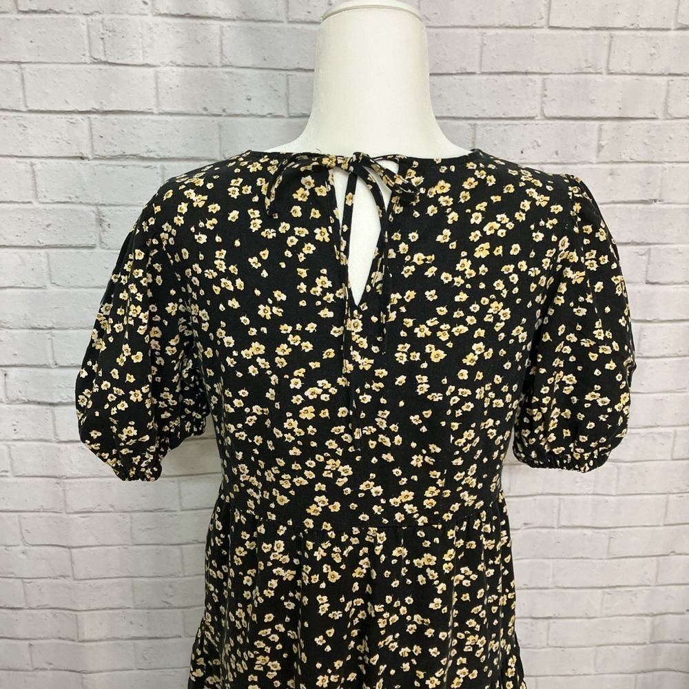 Who What Wear Linen Blend Floral Puff Sleeve Dress Women's Medium - Picture 6 of 8